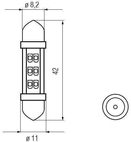 2x SV8.5 6x LED 10x42mm RED 24V Bulbs
