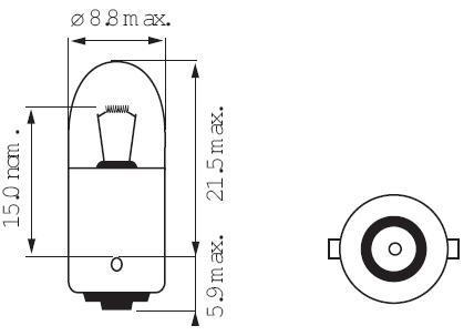 Ampoule T2W BA9S 2W 12V 8.5X23
