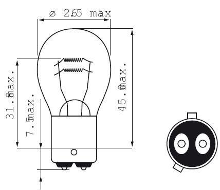 Ampoule P21/4W BAZ15D 12V 21/4W