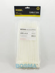 100x Colliers de serrage 4.8mm x 200mm en plastique BLANC