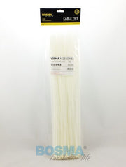100x Colliers de serrage 4.8mm x 370mm en plastique BLANC