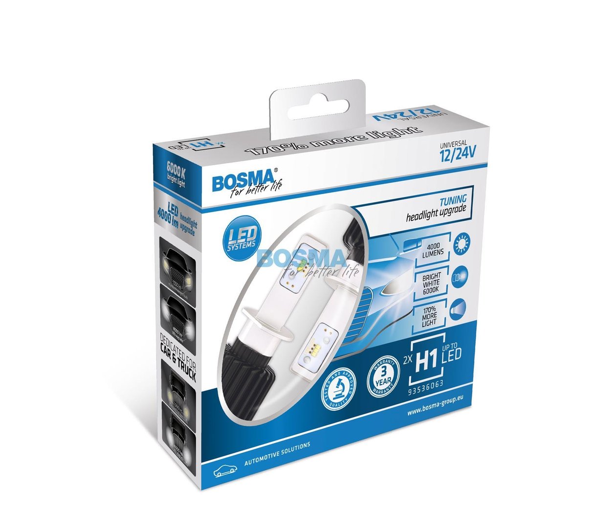 2x H1 LED 6000K bulbs